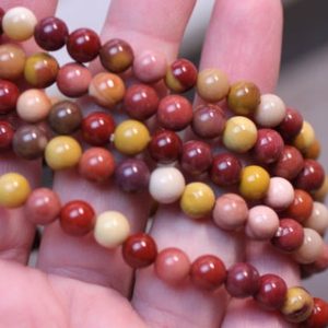 Mookaite Jasper 6 -7 mm Round Bead Bracelet G120 | Natural genuine Mookaite Jasper bracelets. Buy crystal jewelry, handmade handcrafted artisan jewelry for women.  Unique handmade gift ideas. #jewelry #beadedbracelets #beadedjewelry #gift #shopping #handmadejewelry #fashion #style #product #bracelets #affiliate #ad