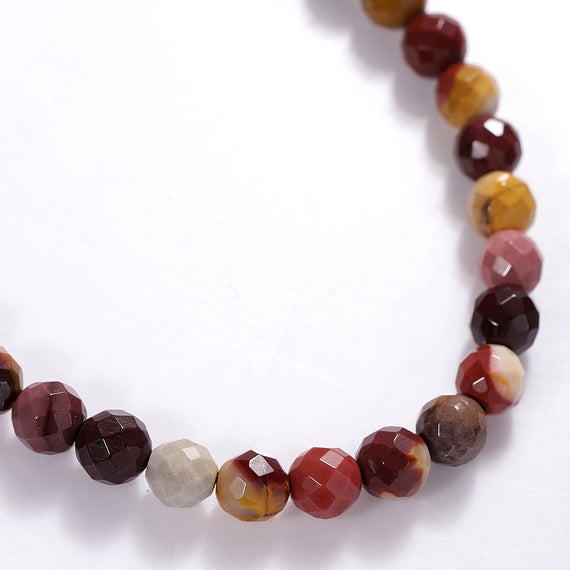40 Cms Mookaite Gemstone Beads , Faceted Mookaite Stone Beads Cts 104 Strand , 6mm Stone Beads - Natural Mookaite Strand