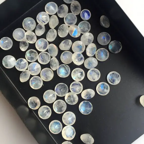 25 Pieces 6mm Rainbow Moonstone Round Shaped Faceted Loose Gemstones For Jewelry Sku-ms21