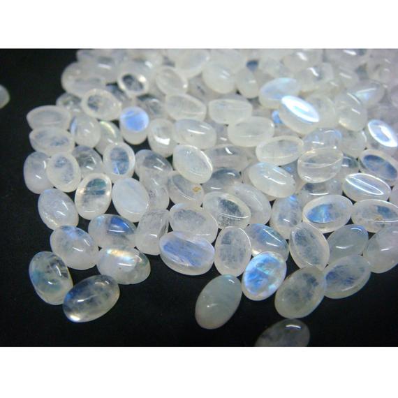 4x6mm Rainbow Moonstone Cabochon Lot, Oval Calibrated Rainbow Moonstone Cabochons, Rainbow Moonstone For Jewelry (10pcs To 100pcs Options)
