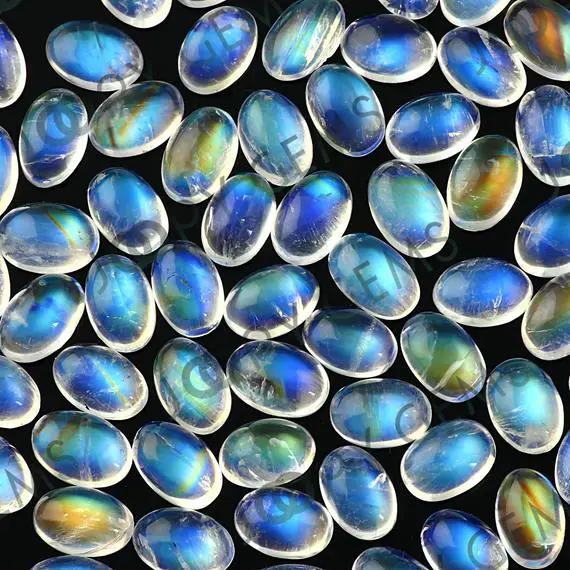 Rainbow Moonstone Cabochon 6x4mm Oval Aaa Grade - Per Stone