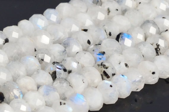 Genuine Natural Rainbow Moonstone Loose Beads Indian Grade A Faceted Rondelle Shape 6-7x4mm