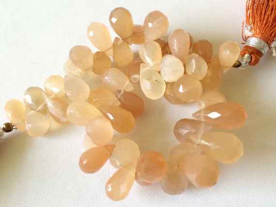 6x8mm - 7x12mm Peach Moonstone Faceted Tear Drop Beads, Peach Moonstone Faceted Tear Drop, 20 Pcs Peach Moonstone For Jewelry