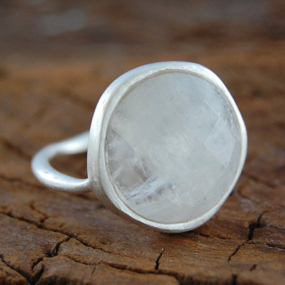 Silver Ring-birthstone Jewelry-gemstone Ring-silver Ring With Stone-moonstone Ring-silver Gemstone Ring-white Gemstone-natural Stone Ring