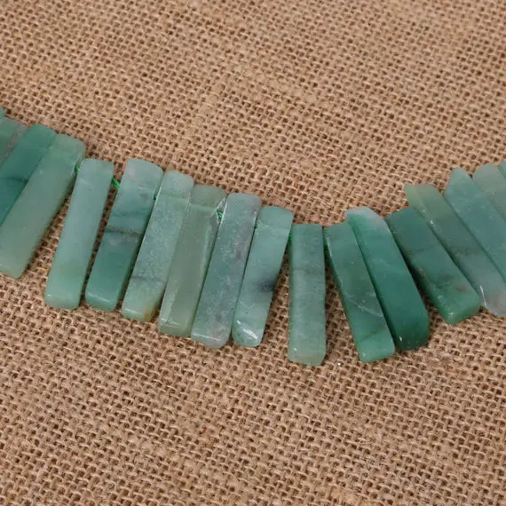 Natural Aventurine Point Beads - Aventurine Slice Beads - Polished Aventurine Stick Beads - Raw Aventurine Spikes Beads - Aventurine Crystal