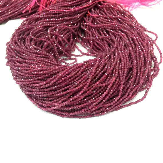 Natural Red Ruby Micro Faceted Beads 2mm 3mm 4mm Tiny Genuine Ruby Round Beads Ab Quality Semi Precious Gemstone Small Ruby Loose Beads