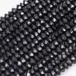 Shop Obsidian Faceted Beads! Genuine Natural Black Obsidian Loose Beads Grade A Faceted Rondelle Shape 3x2mm | Natural genuine faceted Obsidian beads for beading and jewelry making.  #jewelry #beads #beadedjewelry #diyjewelry #jewelrymaking #beadstore #beading #affiliate #ad