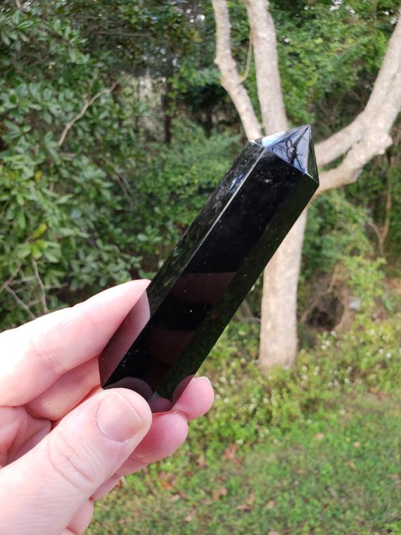 Black/golden Sheen Obsidian Crystal Point Reiki Charged - Powerful Energy Infused Crystal Generator #13