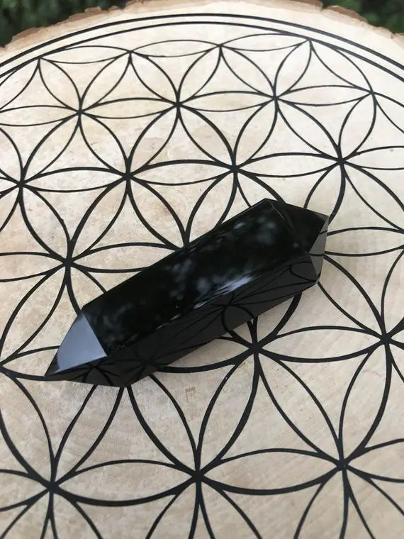 Double Terminated Black Obsidian Point Wand  Reiki Charged - Powerful Energy - Repel Negativity - Sends Negativity Back To Sender #2
