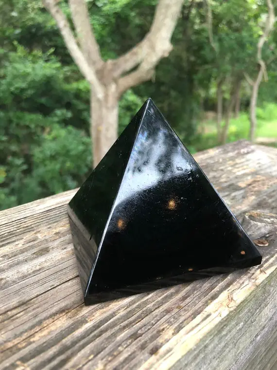 Black Obsidian Pyramid - Reiki Charged - Lava Glass - Protective & Grounding Energy - Blocks Negative Energy - 3