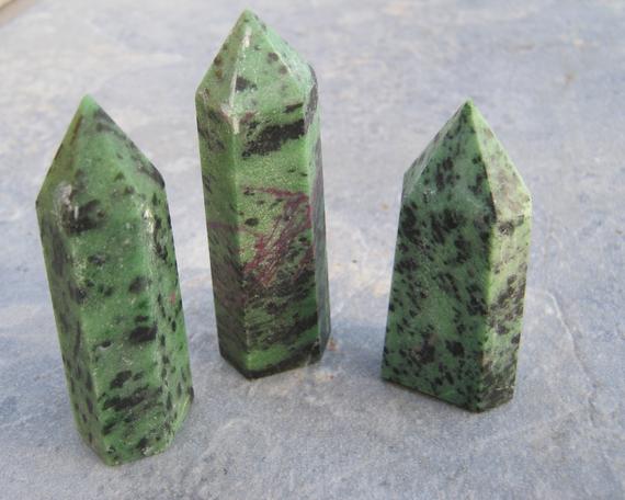 One (1) Ruby Zoisite Point, Matte Polished Gemstone Tower, Obelisk Mineral Specimen, Meditation Stone, Reiki, 2 1/2-3 1/8 Inches 60mm - 78mm