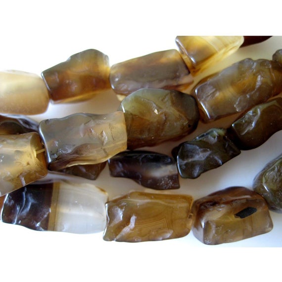 Onyx Nuggets - 21mm To 15mm Brown Onyx Nuggets - Natural Rough - Direct From The Mines - 18 Inch Strand