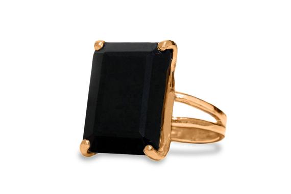 Black Onyx Ring · Rectangle Ring · Rose Gold Ring · Fine Ring · 14k Gold Ring · Solid Gold Ring · Gemstone Rings For Women