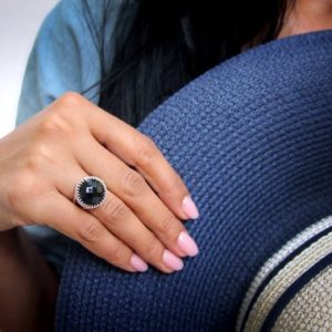 Silver Onyx Ring · Gemstone Ring · Cocktail Ring · Large Ring · Statement Ring · Silver Ring · Vintage Ring · Black Ring · Sterling Ring | Natural genuine Gemstone rings, simple unique handcrafted gemstone rings. #rings #jewelry #shopping #gift #handmade #fashion #style #affiliate #ad