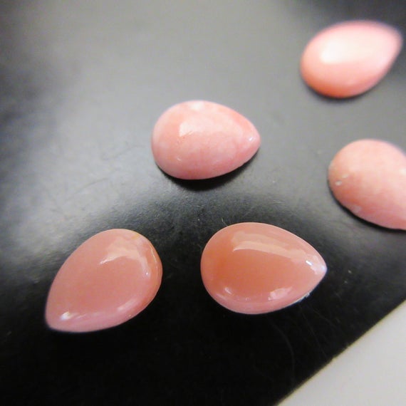 10 Pieces 7x5mm Pink Opal Pear Shaped Flat Back Smooth Loose Cabochons Gds1571/1