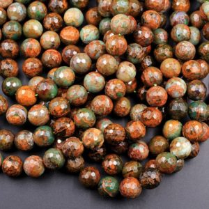 Shop Opal Beads! Natural African Green Opal Faceted Round Beads 10mm Large Faceted Round Beads High Quality Green Brown Gemstone Opal Beads 15.5" Strand | Natural genuine beads Opal beads for beading and jewelry making.  #jewelry #beads #beadedjewelry #diyjewelry #jewelrymaking #beadstore #beading #affiliate #ad