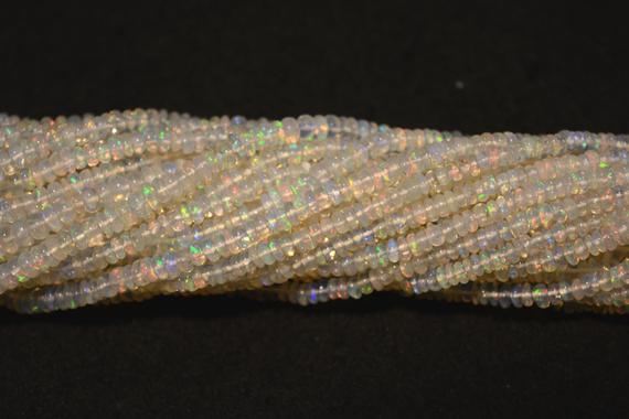 3mm Ethiopian Opal Beads, Natural Ethiopian Welo Opal Rondelle Beads, Opal Plain Rondelles, 16 Inch Strand, G220
