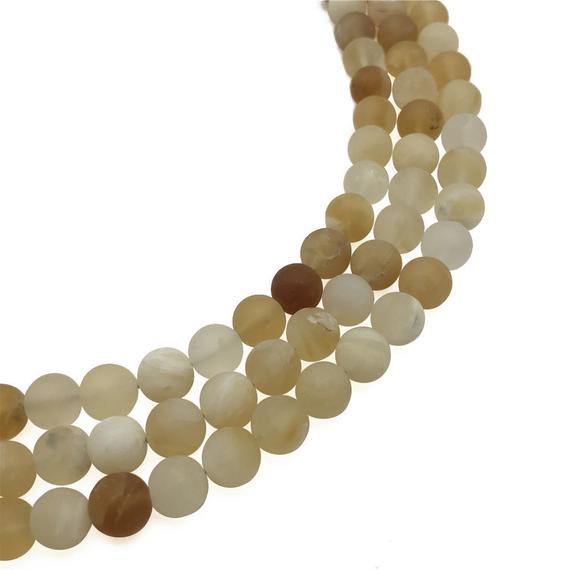 8mm Matte Yellow Opal Beads, Round Gemstone Beads, Wholesale Beads