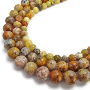 Shop Opal Round Beads! Natural Yellow Opal Smooth Round Beads 8mm 10mm 12mm 15.5" Strand | Natural genuine round Opal beads for beading and jewelry making.  #jewelry #beads #beadedjewelry #diyjewelry #jewelrymaking #beadstore #beading #affiliate #ad