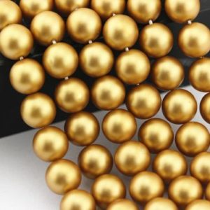 Shop Pearl Beads! Gold Shell Pearl Matte Round Beads 6mm 8mm 10mm 15.5" Strand | Natural genuine beads Pearl beads for beading and jewelry making.  #jewelry #beads #beadedjewelry #diyjewelry #jewelrymaking #beadstore #beading #affiliate #ad
