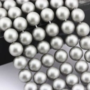 Shop Pearl Round Beads! Silver Shell Pearl Matte Round Size 6mm 8mm 10mm 15.5" Strand | Natural genuine round Pearl beads for beading and jewelry making.  #jewelry #beads #beadedjewelry #diyjewelry #jewelrymaking #beadstore #beading #affiliate #ad