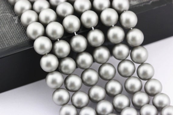 Silver Shell Pearl Matte Round Size 6mm 8mm 10mm 15.5" Strand