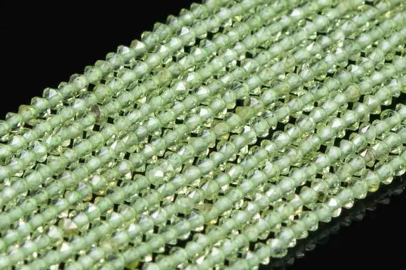 Genuine Natural Peridot Loose Beads Grade Aaa Faceted Rondelle Shape 2x1.5mm