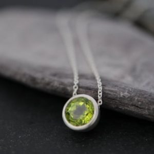 Peridot Necklace in Silver, Apple Green Gemstone Pendant, Gift For Her | Natural genuine Peridot pendants. Buy crystal jewelry, handmade handcrafted artisan jewelry for women.  Unique handmade gift ideas. #jewelry #beadedpendants #beadedjewelry #gift #shopping #handmadejewelry #fashion #style #product #pendants #affiliate #ad