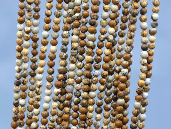 Genuine Natural Picture Jasper Loose Beads Round Shape 3mm 4mm