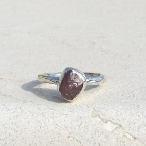Shop Pink Sapphire Rings! Raw Stone Ring, Pink Sapphire Silver Ring, Rough Natural Gemstone Jewellery | Natural genuine Pink Sapphire rings, simple unique handcrafted gemstone rings. #rings #jewelry #shopping #gift #handmade #fashion #style #affiliate #ad