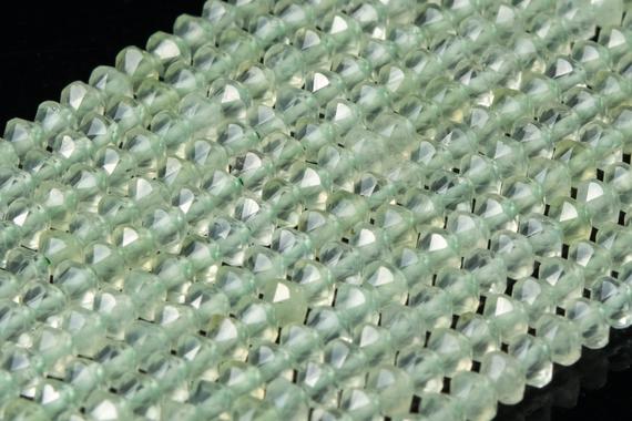 Genuine Natural Prehnite Loose Beads Grade Aaa Faceted Rondelle Shape 4x2.5mm