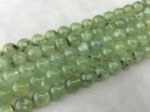 Natural Green Prehnite Beads Smooth Round Prehnite Mineral Beads A Grade High Quality Jewelry Supplies 4-6-8-10-12mm Full Strand 15.5"