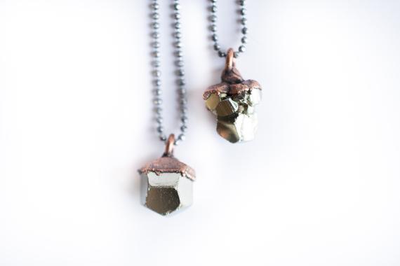 Sale Raw Pyrite Necklace | Pyrite Necklace | Electroformed Necklace | Fool's Gold Necklace | Fool's Gold Jewelry