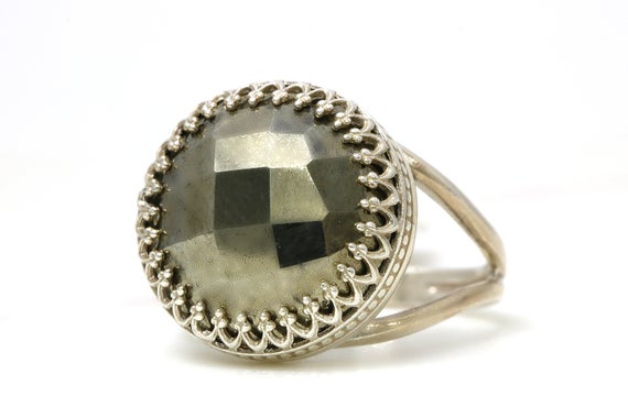 Sterling Silver Pyrite Ring · Handmade Rings For Women · Silver Ring · Gemstone Ring · Iron Pyrite Ring · Statement Ring