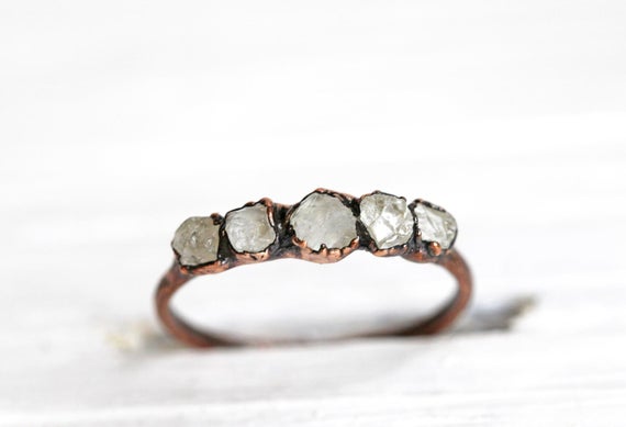 Raw Crystal Ring - Multi Stone Ring Stacker - Minimalist Stacker