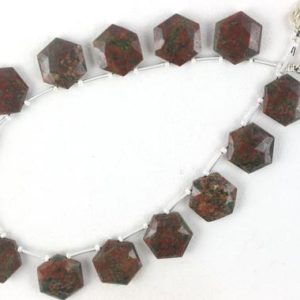 Shop Rainforest Jasper Faceted Beads! AAA Quality 1 Strand Natural Rhyolite Jasper,faceted Rhyolite jasper,Jasper Hexagon Shape,Jasper,14x14mm Jasper Stone,Beads,Rhyolite,10"Long | Natural genuine faceted Rainforest Jasper beads for beading and jewelry making.  #jewelry #beads #beadedjewelry #diyjewelry #jewelrymaking #beadstore #beading #affiliate #ad