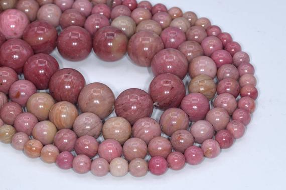 Genuine Natural Haitian Flower Rhodonite Loose Beads Round Shape 6-7mm 8mm 10mm 12mm 16mm