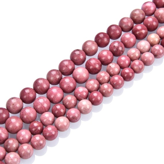 U Pick 1 Strand/15" Natural Grade A Pink Rhodonite Healing Gemstone 4mm 6mm 8mm 10mm Round Beads For Bracelet Earrings Jewelry Making