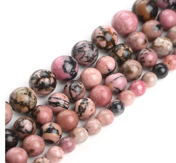 U Pick 1 Strand/15" Top Quality Natural Rhodonite Healing Gemstone 4mm 6mm 8mm 10mm Round Loose Stone Beads For Jewelry Craft Making