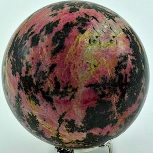 Shop Rhodonite Shapes! Rhodonite Sphere approx. 4.9" in diameter and weighs 7.54 Pounds | Natural genuine stones & crystals in various shapes & sizes. Buy raw cut, tumbled, or polished gemstones for making jewelry or crystal healing energy vibration raising reiki stones. #crystals #gemstones #crystalhealing #crystalsandgemstones #energyhealing #affiliate #ad