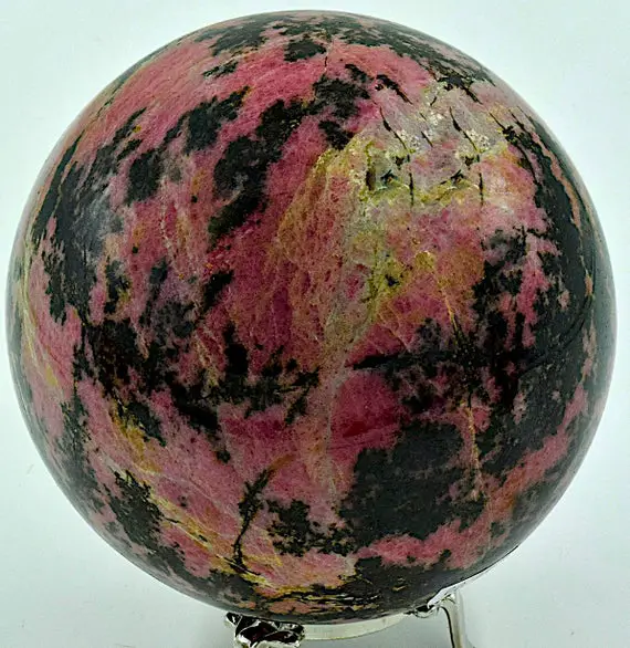 Rhodonite Sphere Approx. 4.9" In Diameter And Weighs 7.54 Pounds