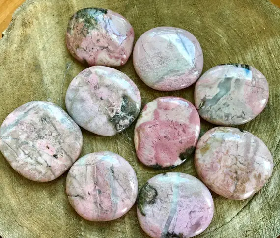 Rhodonite Palm Stone | Pink Crystal Worry | Natural Gemstone