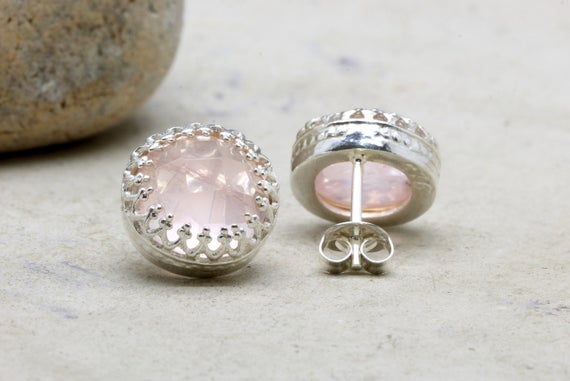 Rose Quartz Earrings · Silver Earrings · Bridal Earrings · January Birthstone · Love Stone Earrings