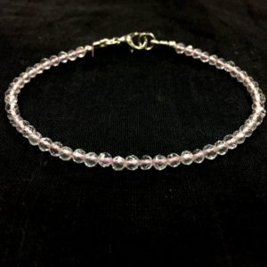 Shop Rose Quartz Faceted Beads! Rose Quartz Bracelet Natural Rose Quartz Faceted Rondelle Beads Bracelet For Women | Natural genuine faceted Rose Quartz beads for beading and jewelry making.  #jewelry #beads #beadedjewelry #diyjewelry #jewelrymaking #beadstore #beading #affiliate #ad
