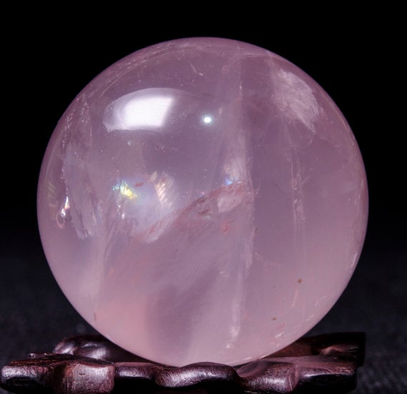 1.96"clear Rainbow Rose Quartz Polished Sphere/pink Crystal Ball/rose Crystal/love Stone/meditation/chakra/reiki/lucky Stone-49mm-160g#4998