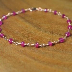 Delicate Ruby Bracelet in 14k Gold, Sterling Silver// Ruby Rosary Bracelet // July Birthstone // Hand Wire Ruby // 15th, 40th Anniversary | Natural genuine Array bracelets. Buy crystal jewelry, handmade handcrafted artisan jewelry for women.  Unique handmade gift ideas. #jewelry #beadedbracelets #beadedjewelry #gift #shopping #handmadejewelry #fashion #style #product #bracelets #affiliate #ad