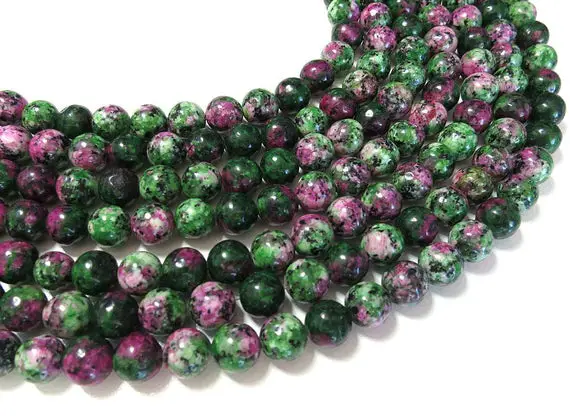 A Grade Natural Ruby In Zoisite Gemstone Round Beads | Sold By 15 Inch Strand | Size 4mm 6mm 8mm 10mm 12mm