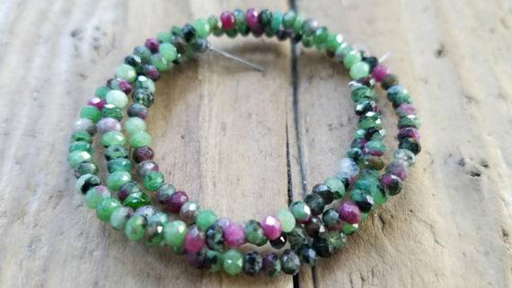 Ruby In Zoisite 3 X 2mm Faceted Rondelle Bead, 14" Strand, Semi Precious Gemstone, Beading Supply, Jewelry Supply