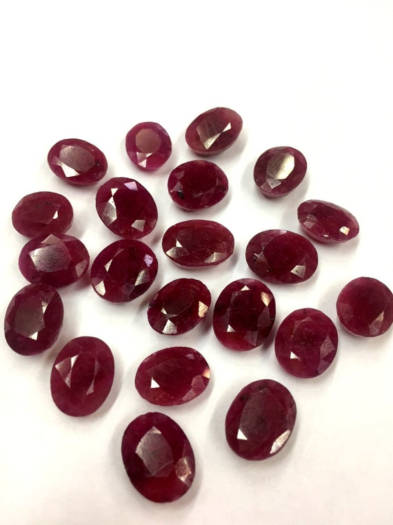 Natural Ruby Corundum Faceted Oval Gemstone Ruby Corundum Oval Cut Gemstone Ruby Faceted Oval Free Of Size 10 Piece