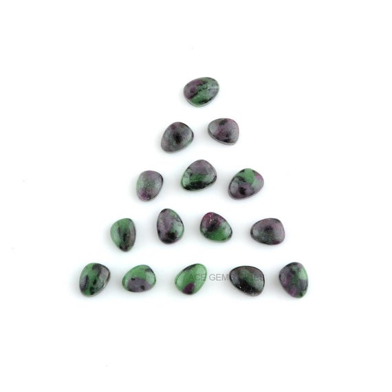 Natural Ruby Zoisite Gemstones, Ruby Zoisite 6x8mm Nugget Smooth Cabochon, Wholesale Cabochon Gems, Jewelry Making Gemstone - 15 Pcs